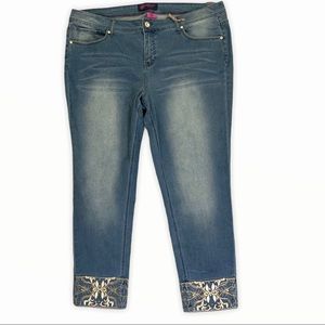 Hydraulic Blue Skinny Jeans with Gold Accents
